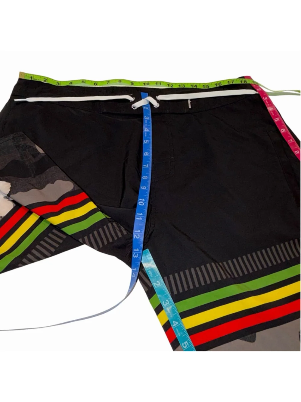 Palmwave Jamaica One Love Board Shorts Mens Sz38 Black Camo Hibiscus Swim Trunks